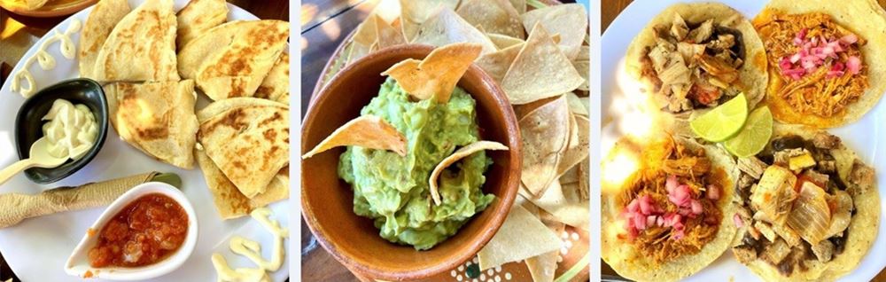 Restaurant de Chunyaxché, en face des ruines de Muyil, à la lisière de la réserve de Sian Ka'an : tacos, guacamole, quesadillas, empanadas...