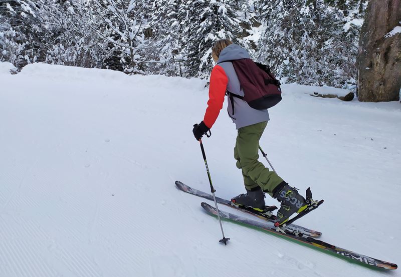 Ski de rando dans la forêt enneigée à Cauterets