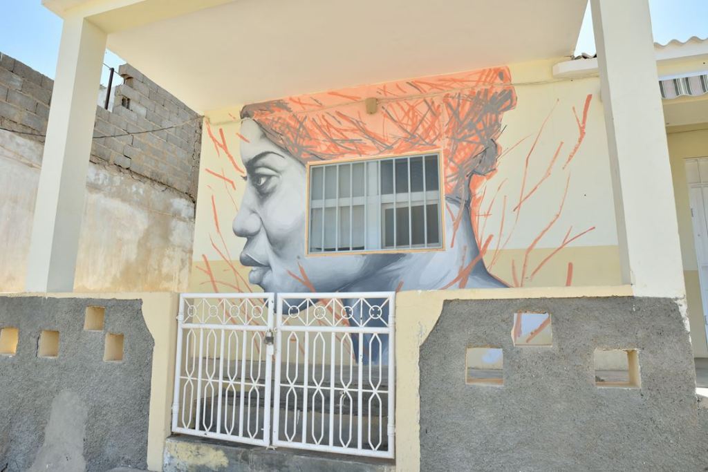 Street-art sur une maison de l'île de Maio au Cap-Vert