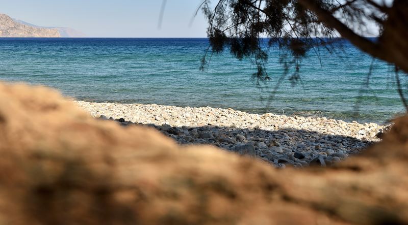 La plage de galets de Chalikia à Paleochora (Crète)