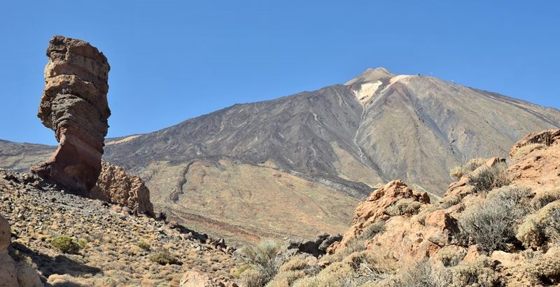 Aux Roques de Garcia, le Roque Cinchado et en arrière-plan, le Teide